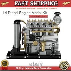 TECHING Mini L4 Diesel Engine Model Full Metal Kit OHV Inline 4 Cylinder 110 US