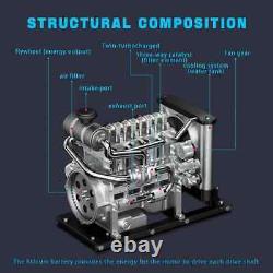 TECHING Mini L4 Diesel Engine Model Full Metal Kit OHV Inline 4 Cylinder 110 US