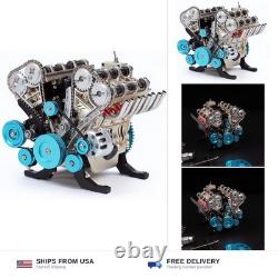 TECHING v8 Engine Model kit that Works Metal Mechanical Metal Assembly DIY Ca