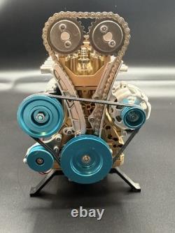 Teching All-Metal 4-Cylinder Engine Model Assembled Working Motorized Display
