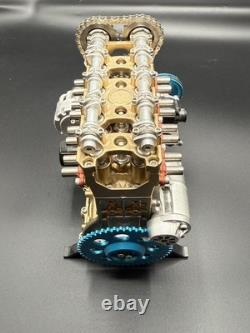 Teching All-Metal 4-Cylinder Engine Model Assembled Working Motorized Display