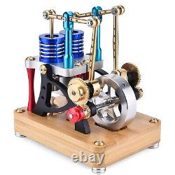 -Type Balance Beam 2-Cylinder 2-Piston Hot Air Stirling Engine Motor Model Kits