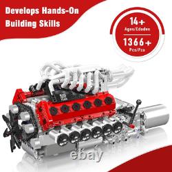 V12 Engine Model Kit 1366 Pcs DIY Building Set for Adults 14+ STEM Toy