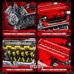 V12 Engine Model Kit That Runs, 12-Cylinder Sports Car Engine Building Set with