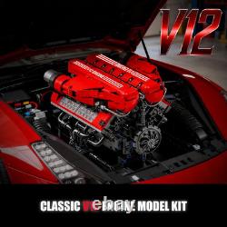 V12 Engine Model Kit That Runs, 12-Cylinder Sports Car Engine Building Set with