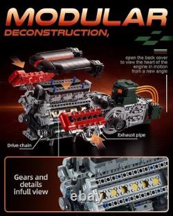 V12 Engine Model Kit That Runs, MOC Build Your Own Engineering Building Kit with