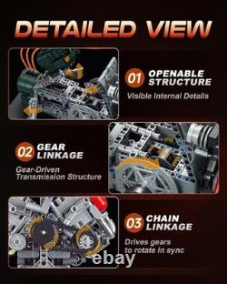 V12 Engine Model Kit That Runs, MOC Build Your Own Engineering Building Kit with