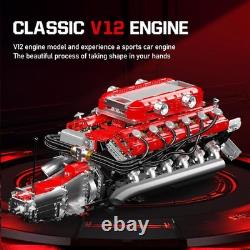 V12 Engine Model Kit That Runs, MOC Engineering Model Building Kit with Battery