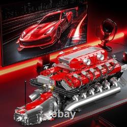 V12 Engine Model Kit That Runs, MOC Engineering Model Building Kit with Battery