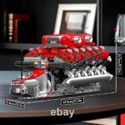 V12 Engine Model Kit That Runs, MOC Engineering Model Building Kit with Battery