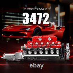 V12 Engine Model Kit That Runs, MOC Engineering Model Building Kit with Battery