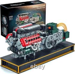 V12 Engine Model Kit That Runs, Mechanical Building Set with Battery Box & Motor