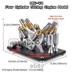 V4 Stirling Engine Model Electricity Generator 4 Cylinder Collection Toy Gifts