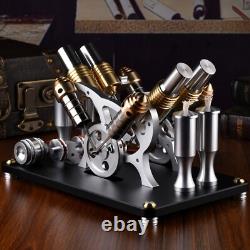 V4 Stirling Engine Model Electricity Generator 4 Cylinder Collection Toy Gifts