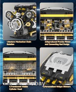 V8 Engine Building Set, 1065 PCS V8 Engine Model Kit That Runs with Manual & Ele