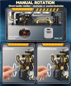 V8 Engine Building Set, 1065 PCS V8 Engine Model Kit That Runs with Manual & Ele