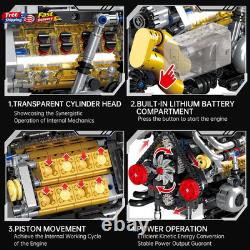 V8 Engine Kits That Works Building Sets, Car Engine Model Kit with Motor and Lig