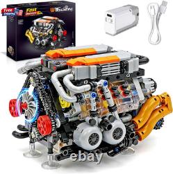 V8 Engine Kits That Works Building Sets, Car Engine Model Kit with Motor and Lig