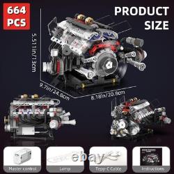 V8 Engine Kits That Works Building Sets, Car Engine Model Kit with Motor and Ligh