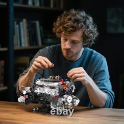 V8 Engine Kits That Works Building Sets, Car Engine Model Kit with Motor and Ligh