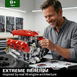 V8 Engine Model Kit Build Visible Car Motor STEM Mechanical Blocks