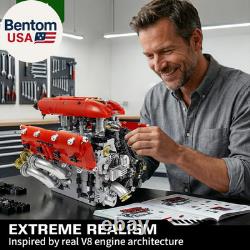 V8 Engine Model Kit, Build Your Own Visible Car Motor, Advanced STEM Mechanical