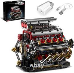 V8 Engine Model Kit That Runs 1176Pcs Rechargeable Car Building Set Lego Compati