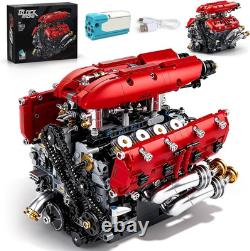 V8 Engine Model Kit That Runs, 1370PCS 8-Cylinder Engine Building