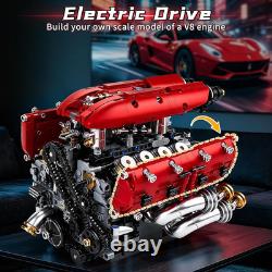 V8 Engine Model Kit That Runs, 1370PCS 8-Cylinder Engine Building