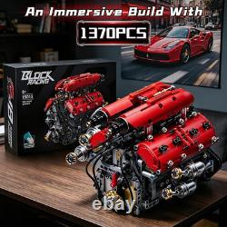 V8 Engine Model Kit That Runs, 1370PCS 8-Cylinder Engine Building
