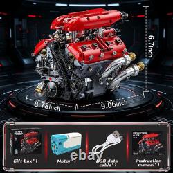 V8 Engine Model Kit That Runs, 1370PCS 8-Cylinder Engine Building