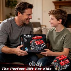 V8 Engine Model Kit That Runs, 1370PCS 8-Cylinder Engine Building