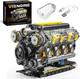 V8 Engine Model Kit That Runs, Visible Mini Car Motor Building Blocks Set For Ad