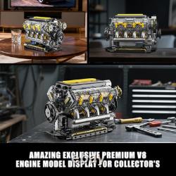 V8 Engine Model Kit That Runs, Visible Mini Car Motor Building Blocks Set for Ad