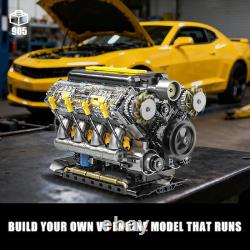 V8 Engine Model Kit That Runs, Visible Mini Car Motor Building Blocks Set for Ad