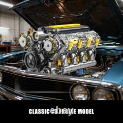 V8 Engine Model Kit That Runs, Visible Mini Car Motor Building Blocks Set for Ad