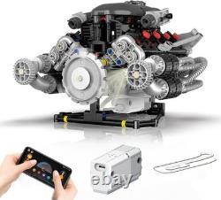 V8 Engine Model Kit That Works, 1394 PCS Advanced Collectible Engine Building Bl