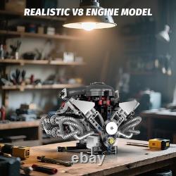 V8 Engine Model Kit That Works, 1394 PCS Advanced Collectible Engine Building Bl