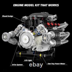 V8 Engine Model Kit That Works, 1394 PCS Advanced Collectible Engine Building Bl