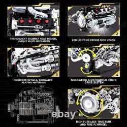 V8 Engine Model Kit That Works, 1394 PCS Advanced Collectible Engine Building Bl