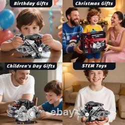 V8 Engine Model Kit That Works, 1394 PCS Advanced Collectible Engine Building Bl