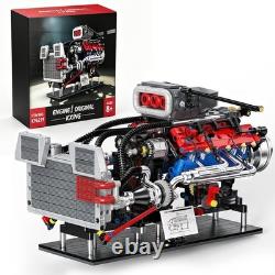 V8 Engine Model Kit that Runs, 1145PCS Advanced Muscle Engine Kit Manual Crank