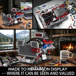 V8 Engine Model Kit that Runs, 1145PCS Advanced Muscle Engine Kit Manual Crank
