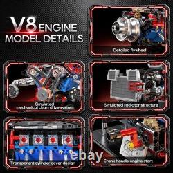 V8 Engine Model Kit that Runs, 1145PCS Advanced Muscle Engine Kit Manual Crank