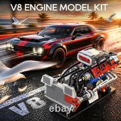 V8 Engine Model Kit that Runs, 1145PCS Advanced Muscle Engine Kit Manual Crank