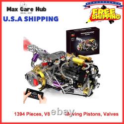 V8 Engine Model Kit that Works, Build Your Own Visible Car Motor 8-Cylinder, LED