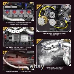 V8 Engine Model Kit with APP Control Motor & Light Spray, Mechanical V8 Engine Model Kit with APP Control Motor & Light Spray, Mechanical