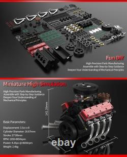 V8 Engine RC 28cc 1/10 Car Running Model Kit DIY Assembly