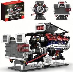 V8 Supercharged Engine Model Kit, 1151+ Parts, 8-Cylinder Car Motor Building