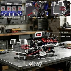 V8 Supercharged Engine Model Kit, 1151+ Parts, 8-Cylinder Car Motor Building